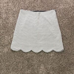 Aqua Black and White Striped A-Line Skirt